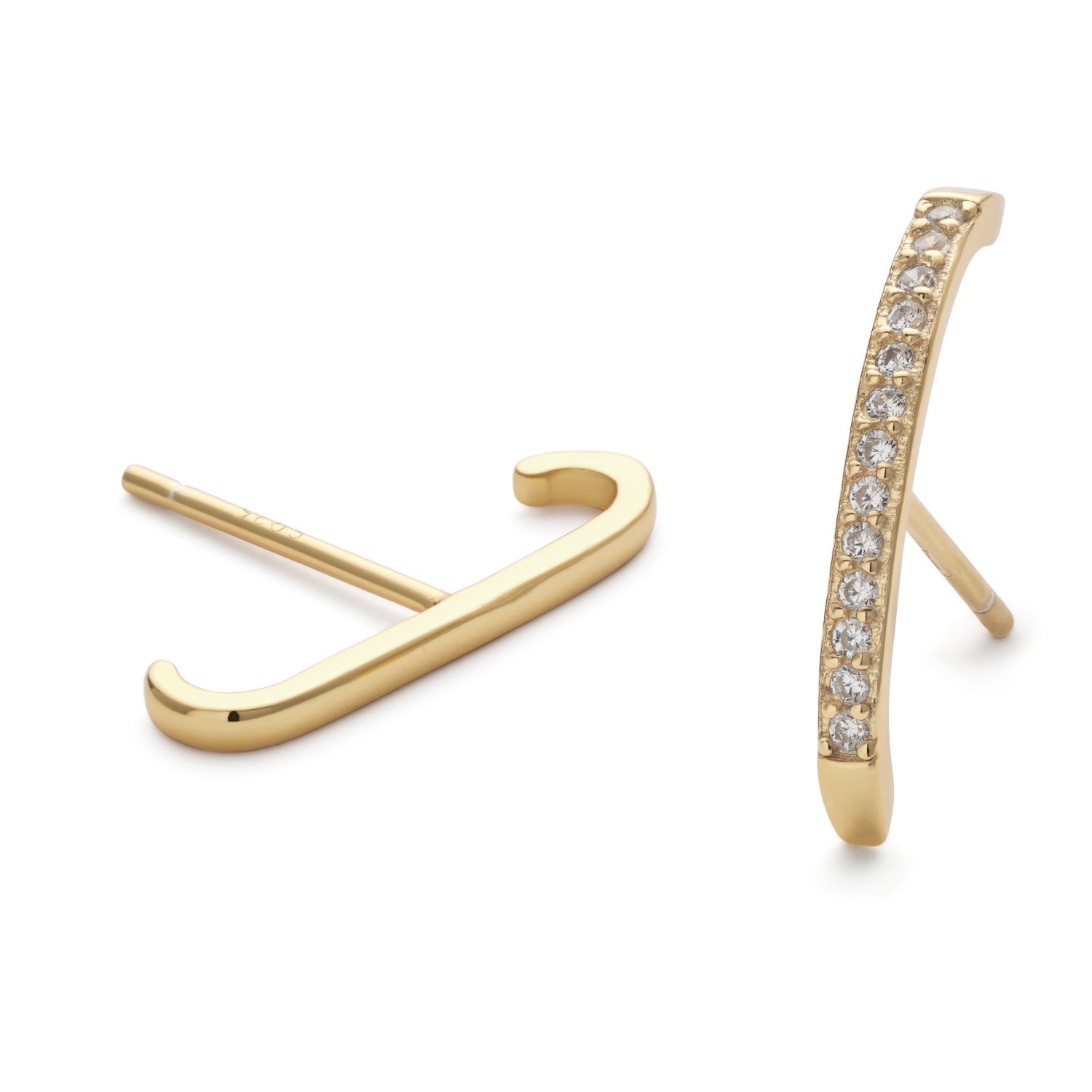 Gold Small Bar Stud Earrings