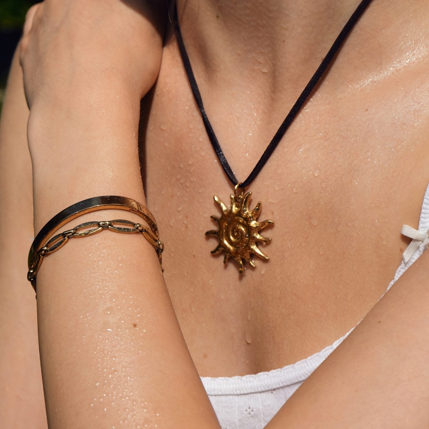 Gold Solar Necklace - Sand Cord