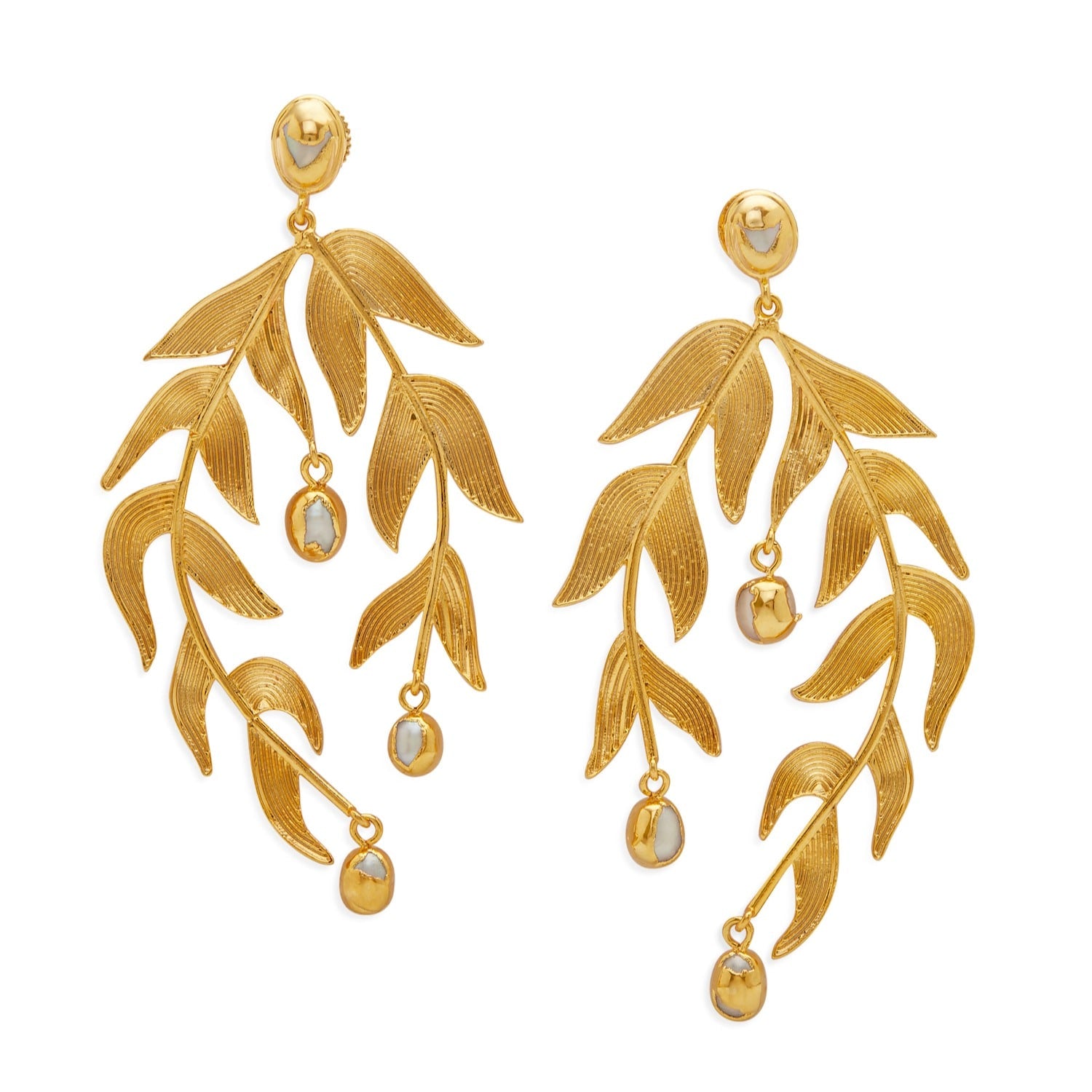 Gold Sooki Chandelier Earrings With Baroque Pearls