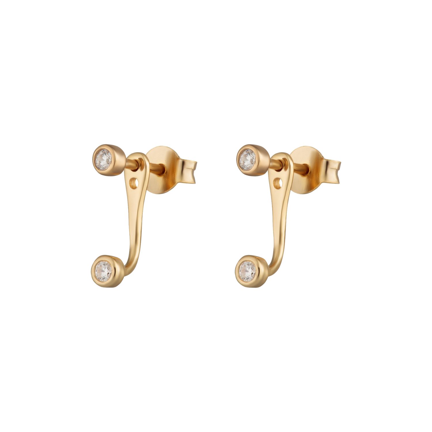 Gold Sparkle Dot Ear Jacket Stud Earrings