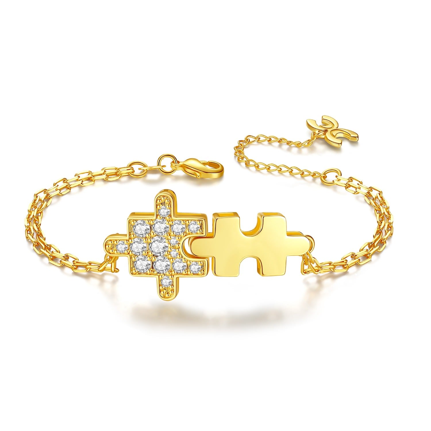 Gold Sparkling Jigsaw Puzzle Bracelet
