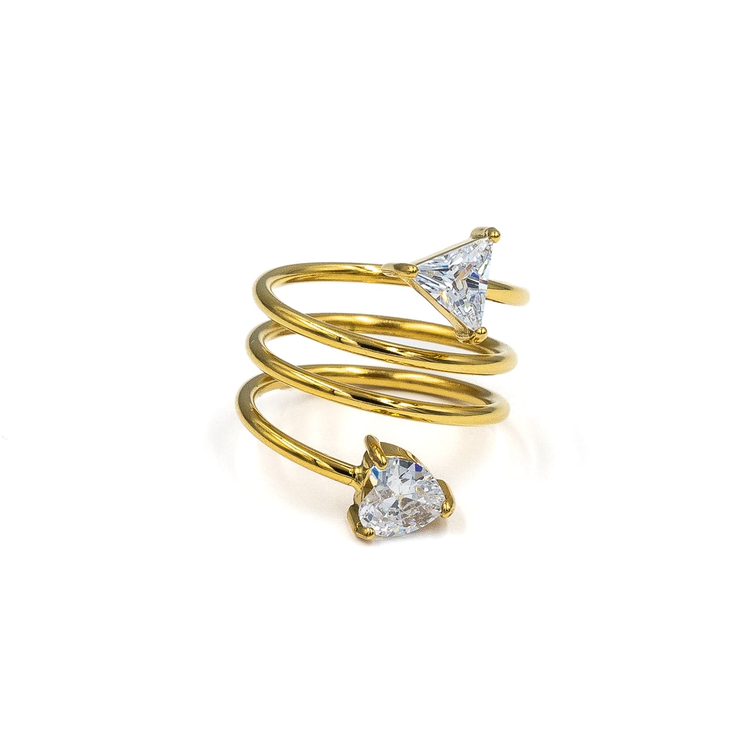 Gold Spiral Diamanté Ring