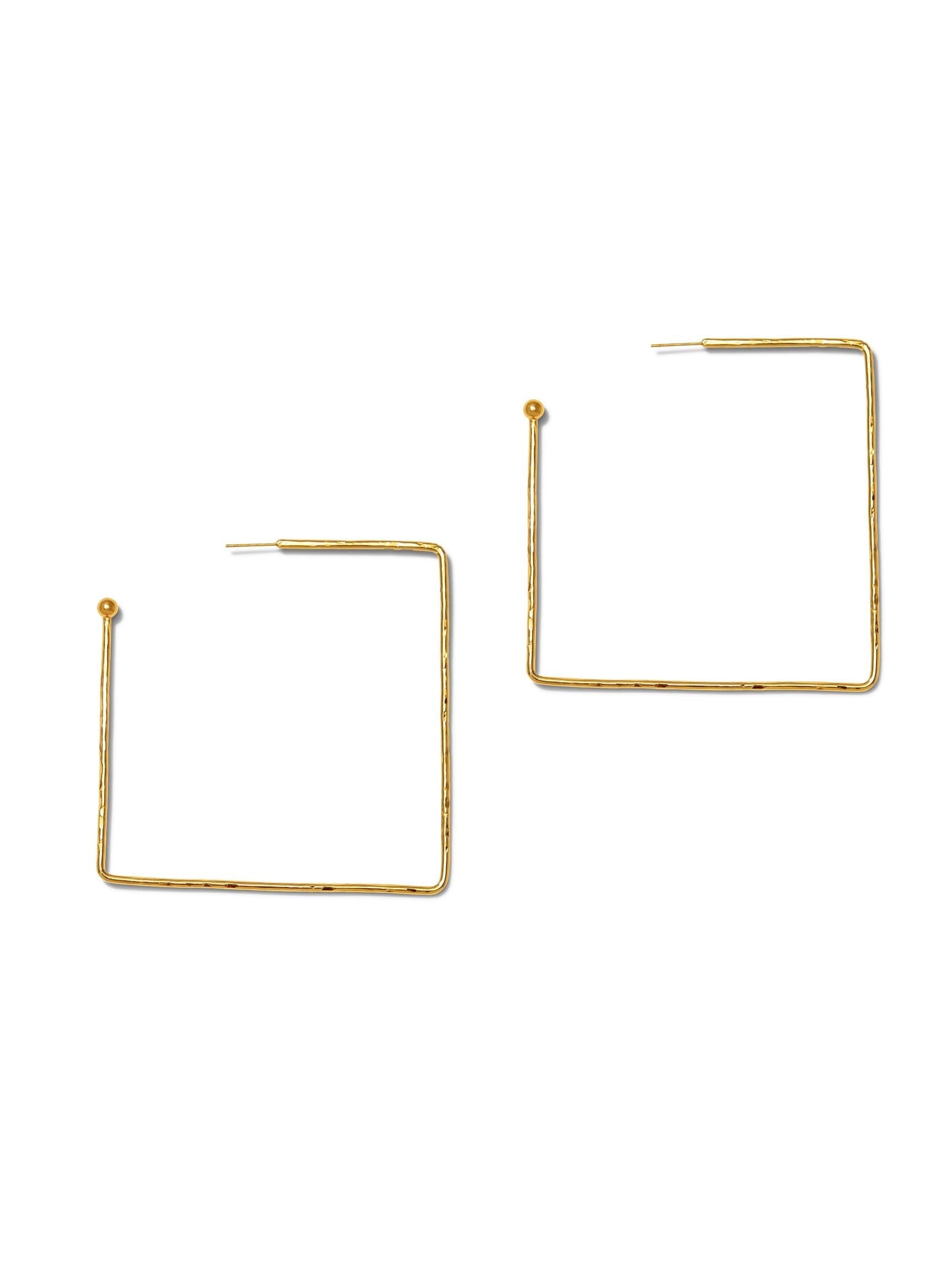 Large Gold Squaretastic Hoop Post Earrings