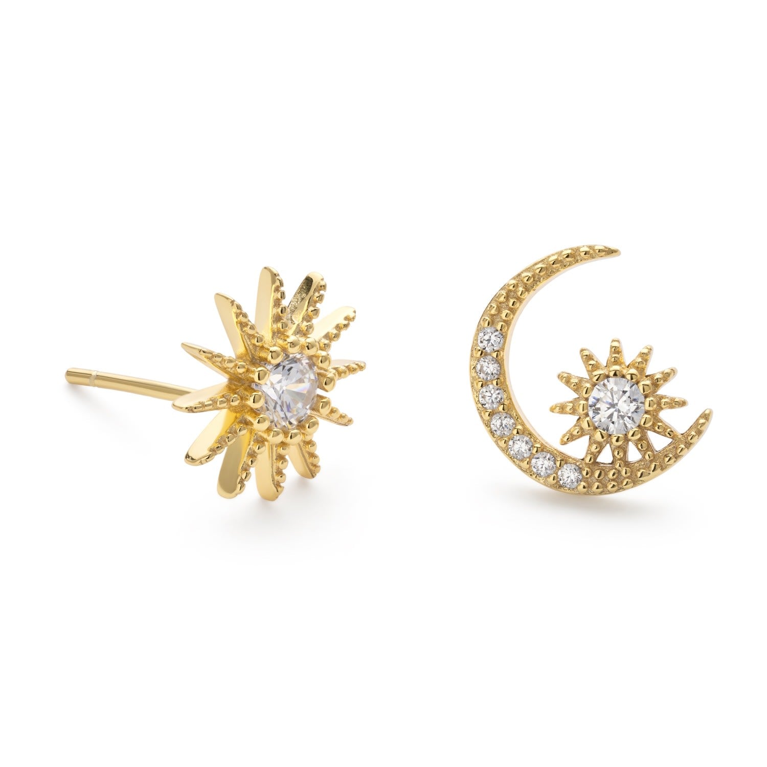 Gold Star & Crescent Moon Earrings