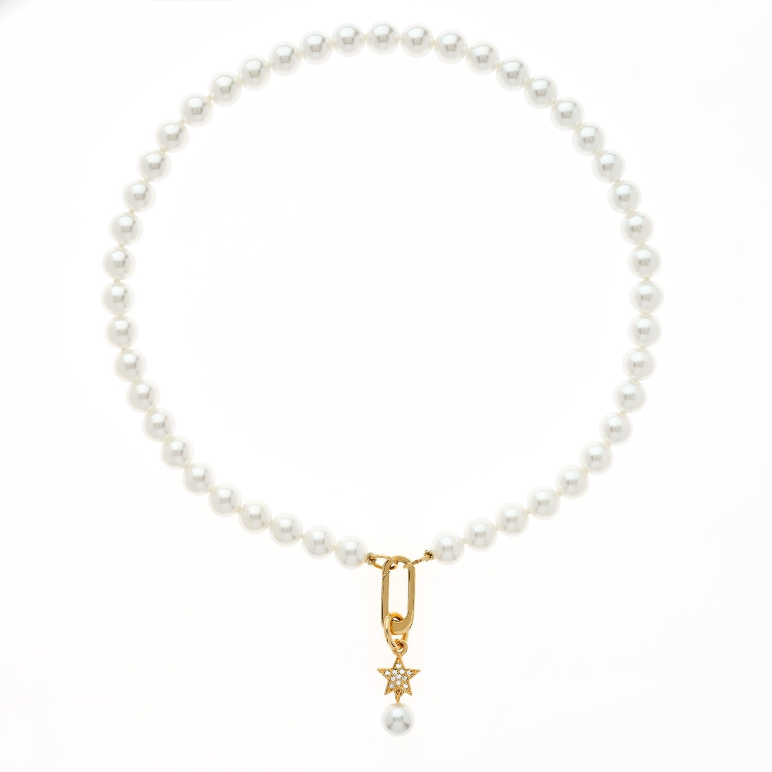 Gold Star & Pearl Charm Necklace
