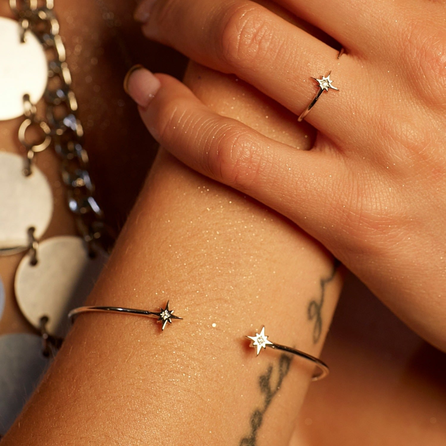 Gold Starburst Open Bangle