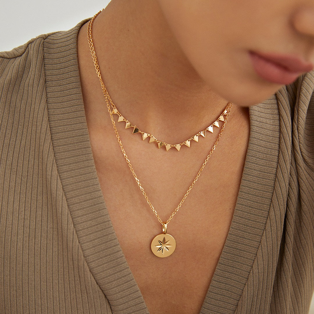 Gold Vermeil Triangle Metal Choker Necklace for Women