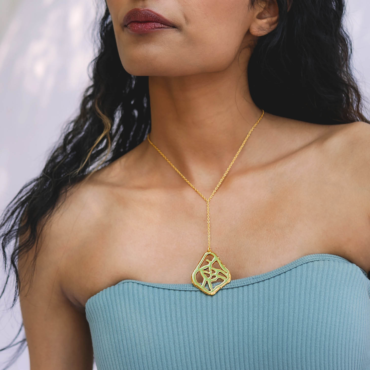 Gold Tala Pendant With Enamel