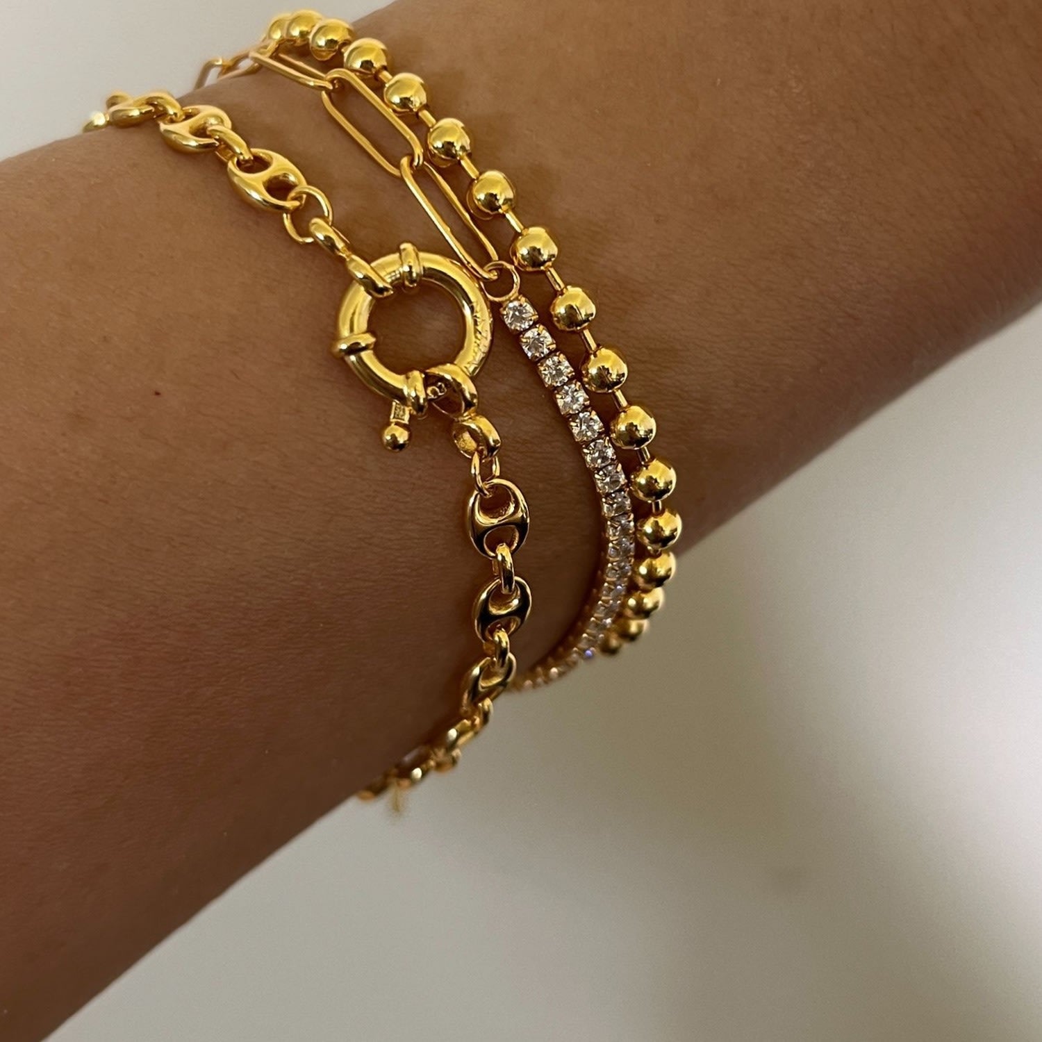 Gold Tennis Paperclip Chain Bracelet