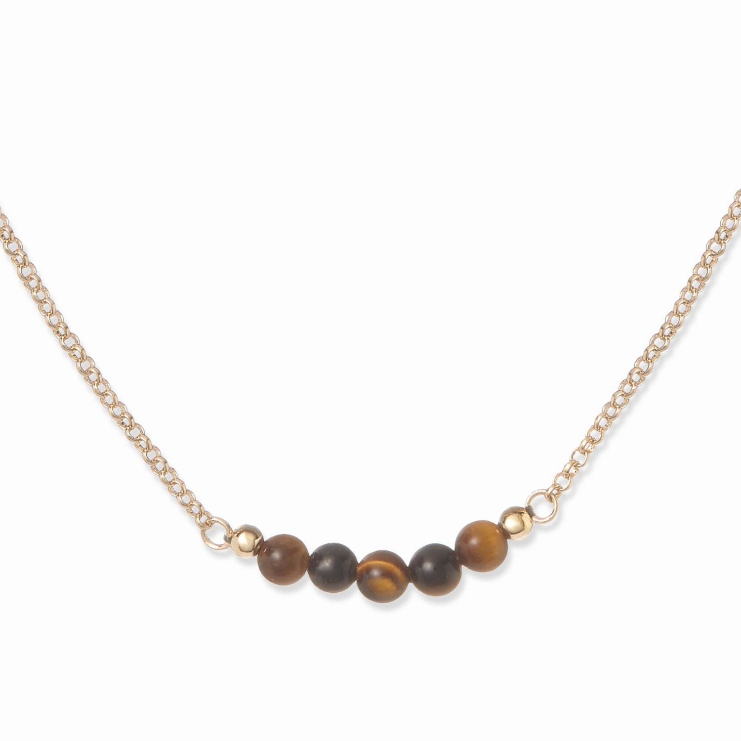 Gold & Tiger Eye Gemstone Necklace, Series Gem Mix