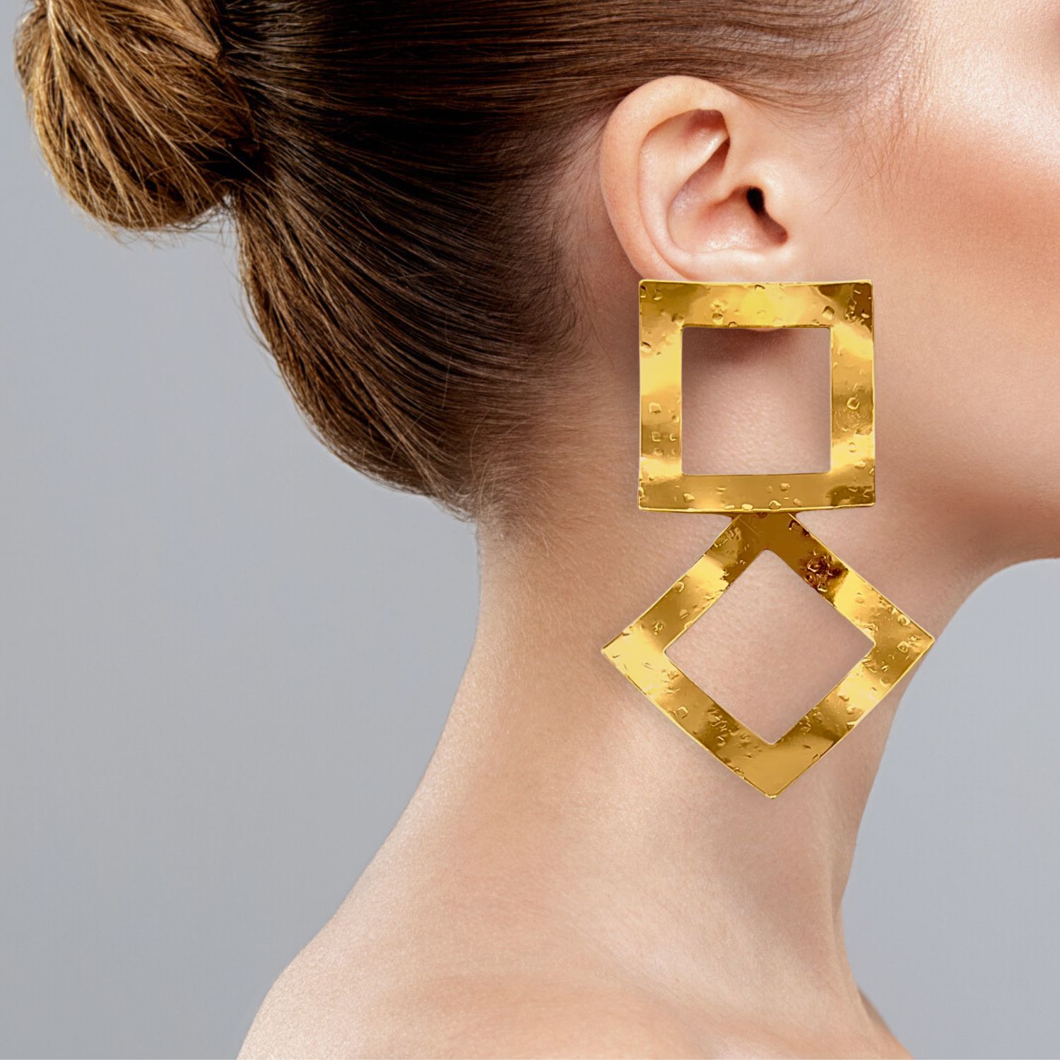 Gold Toscana Large Square Post Earrings