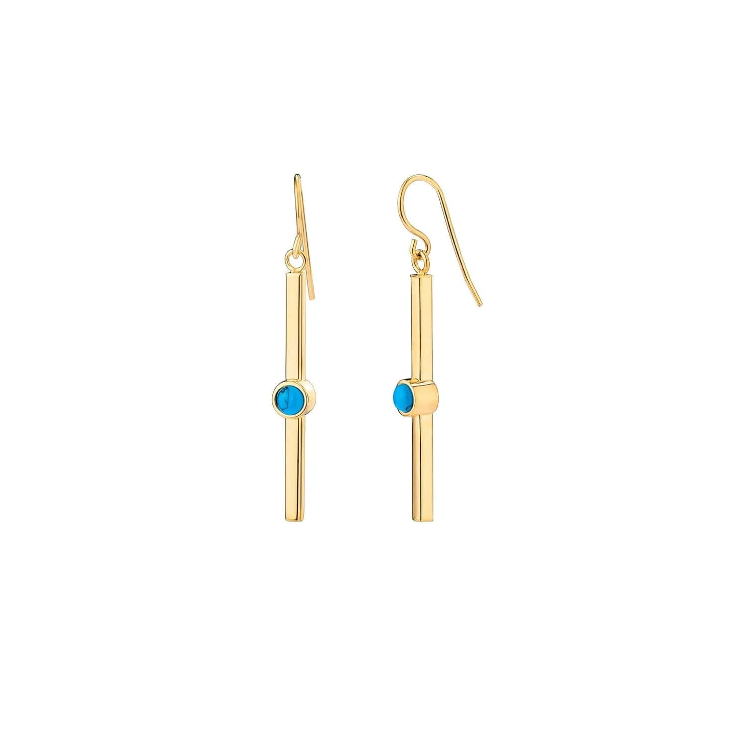 Gold & Turquoise Bar Earrings