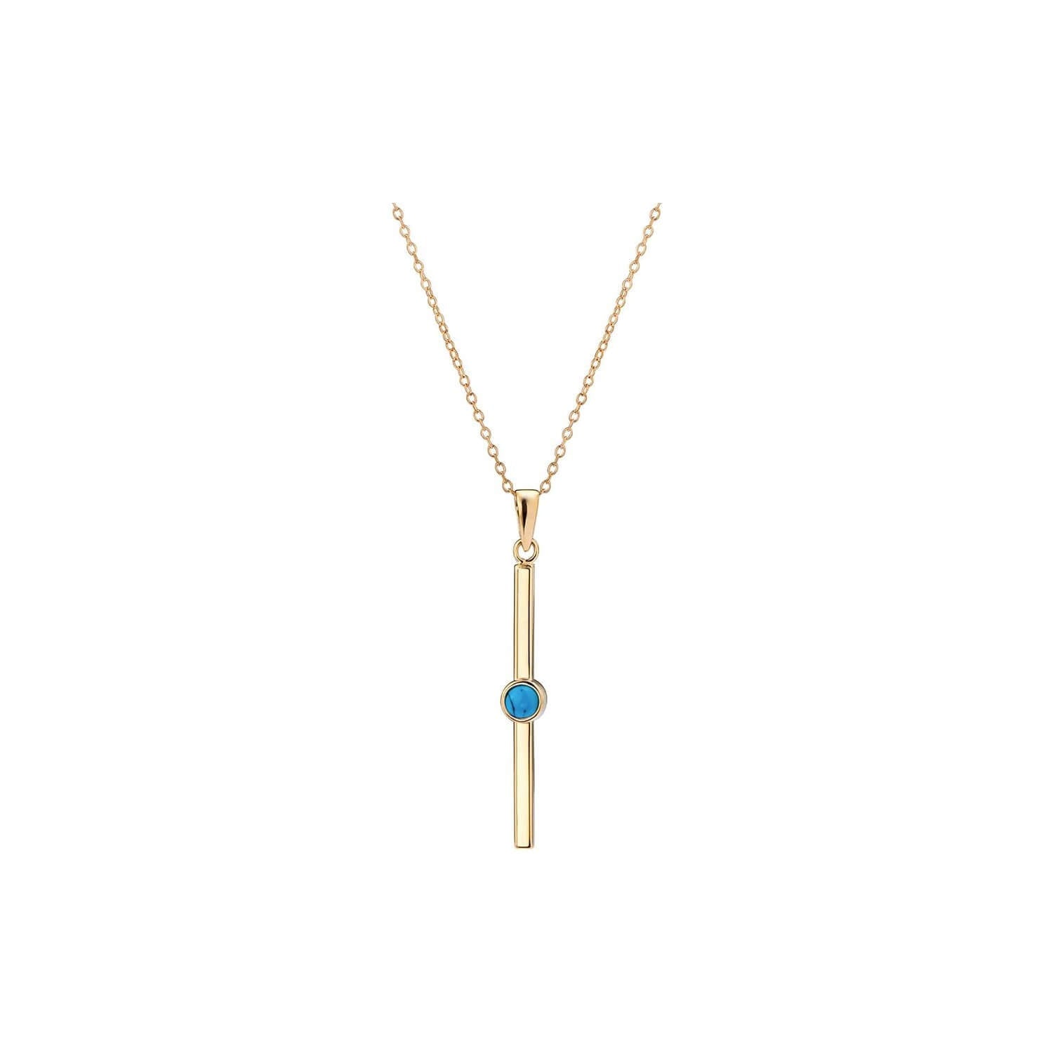 Gold & Turquoise Bar Pendant Necklace