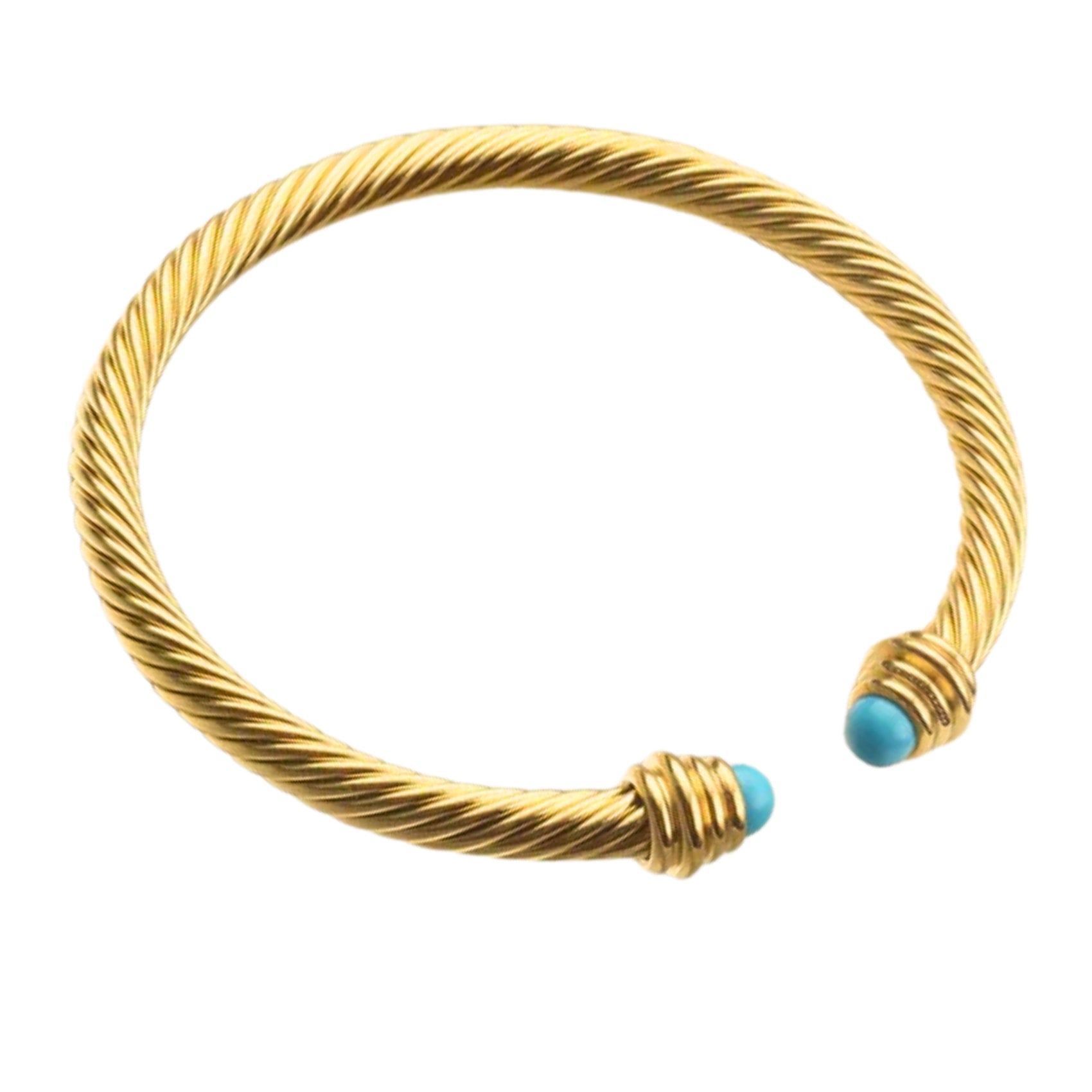 Gold Turquoise Twist Bangle