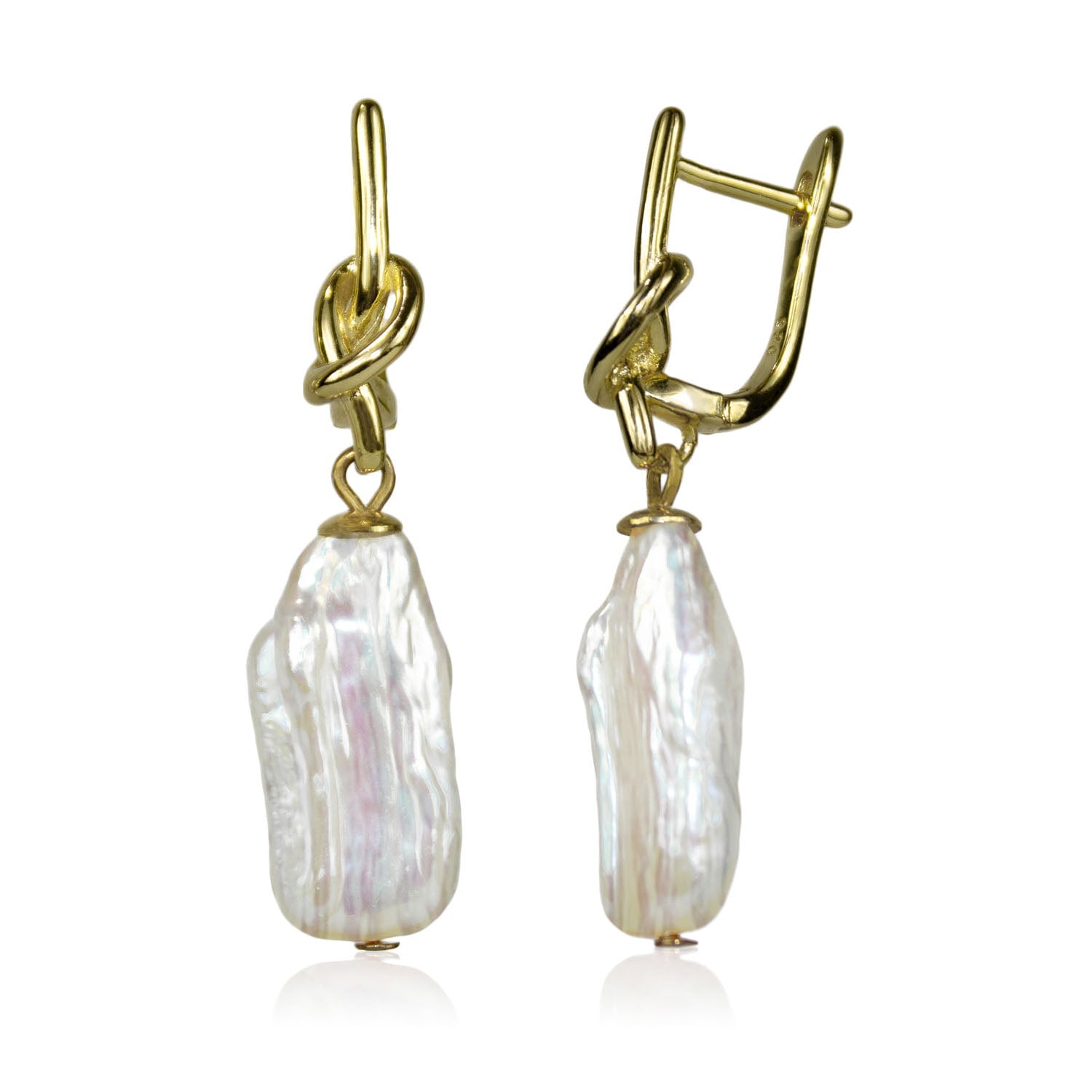Gold Twist Baroque Drop Earrings
