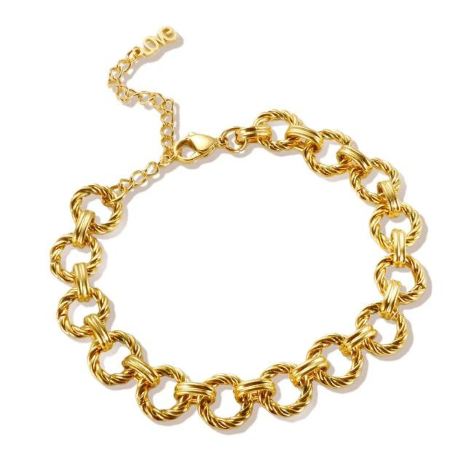 Gold Twist Cable Link Chain Bracelet