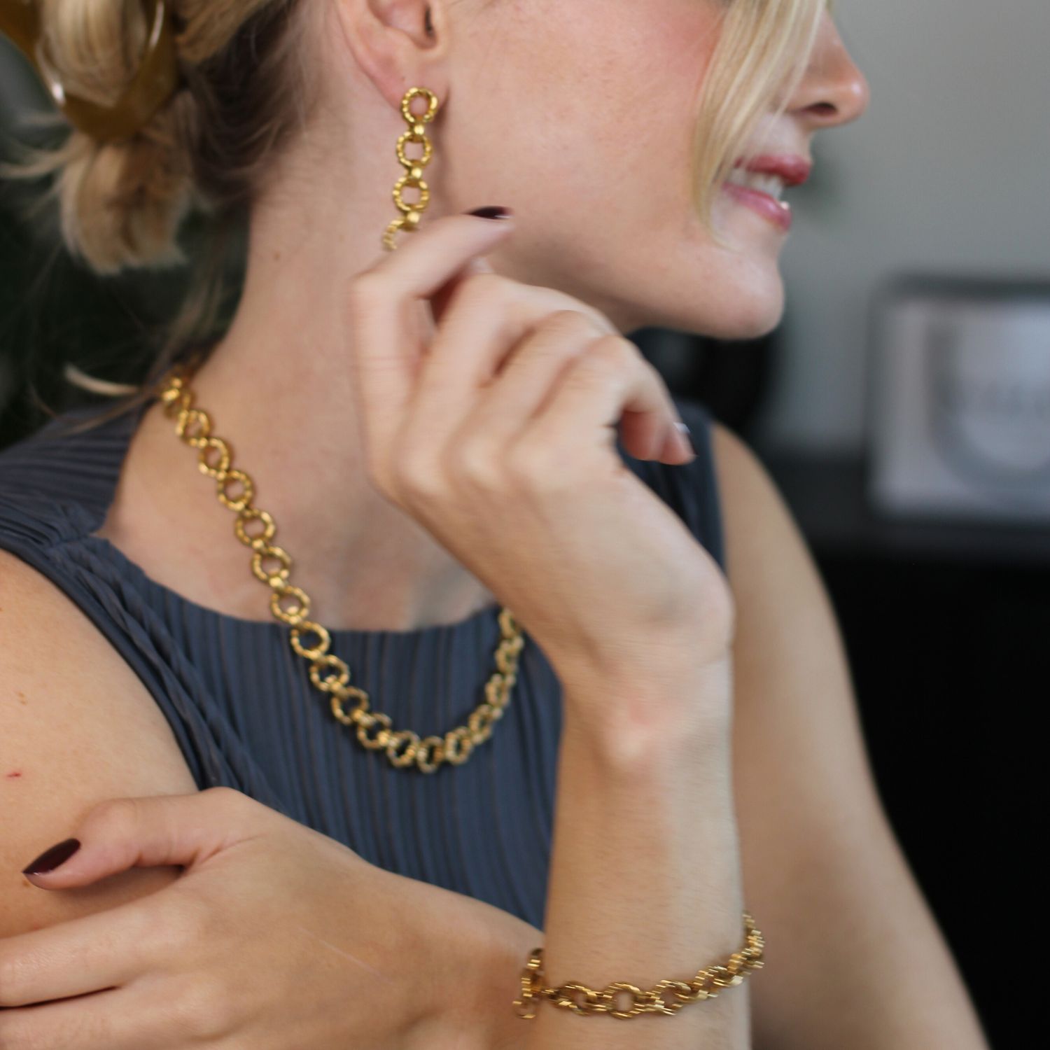 Gold Twist Cable Link Chain Necklace