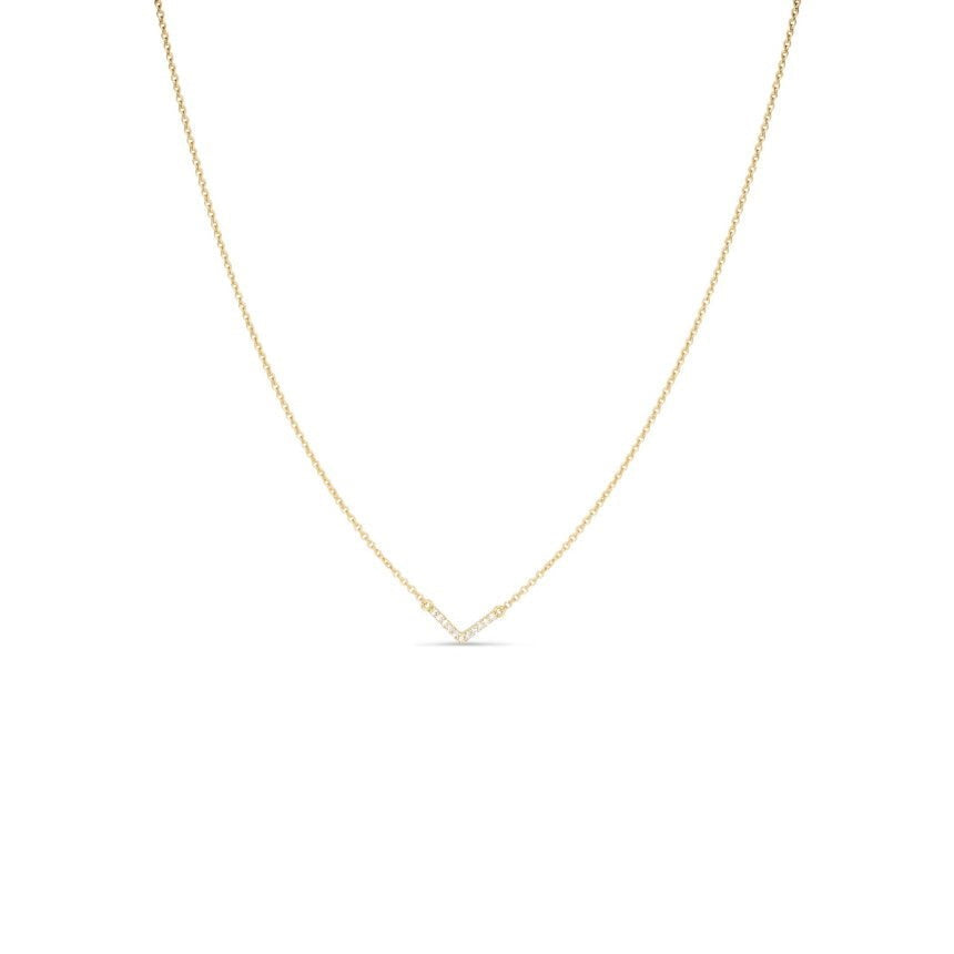 Gold V Shaped Diamond Necklace