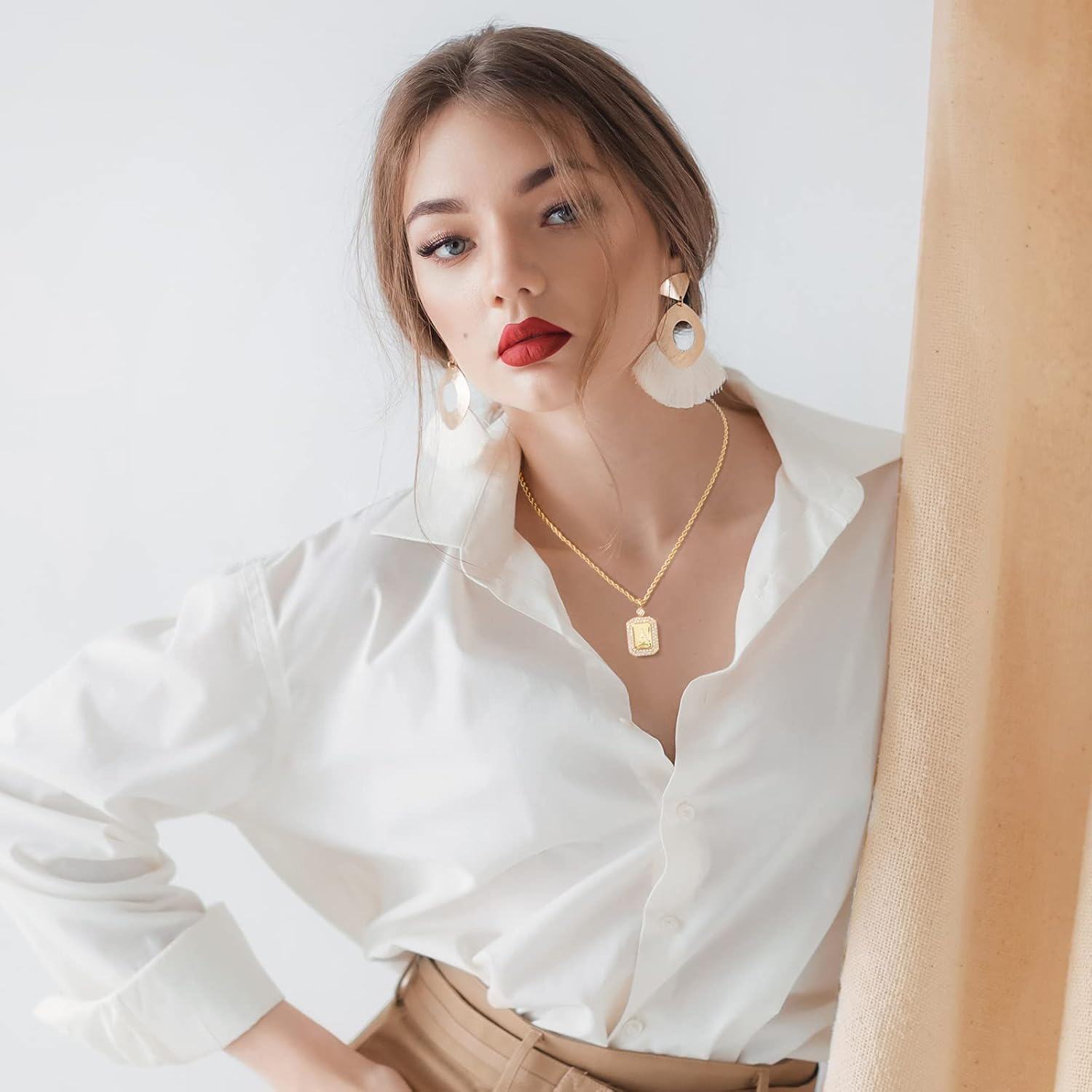 Gold Vermeil Silver chain Personalized Initial Letter & Bar Necklace for Women