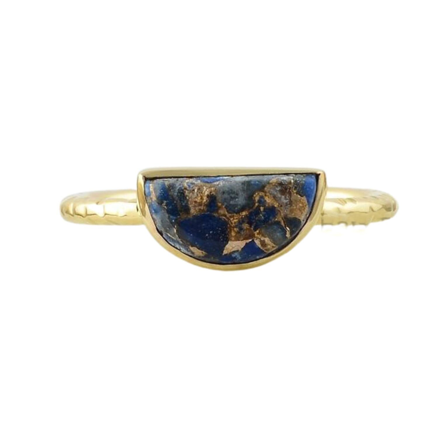 Gold Vermeil Blue Lapis Lazuli Gemstone Crystal Ring