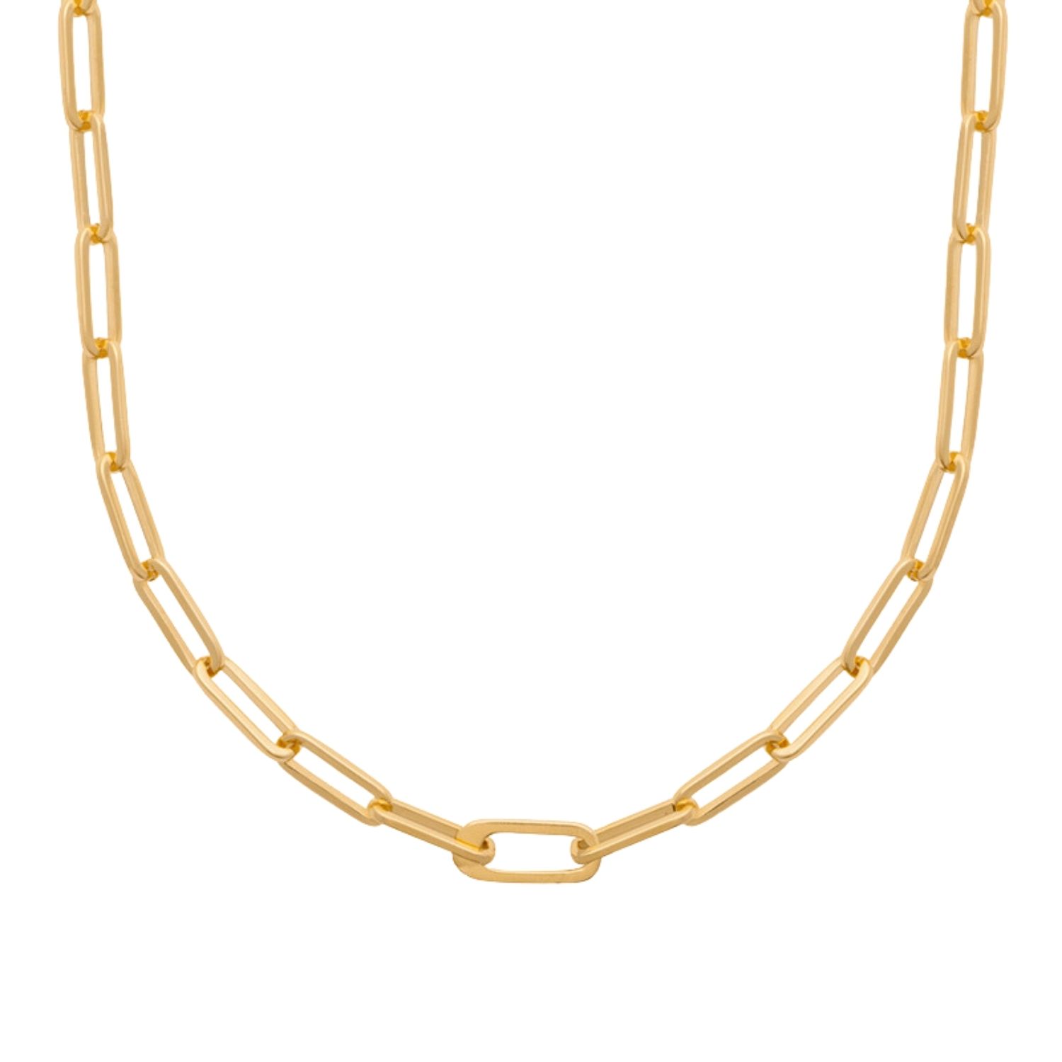 Gold Vermeil Charm Magic Paperclip Link Statement Necklace