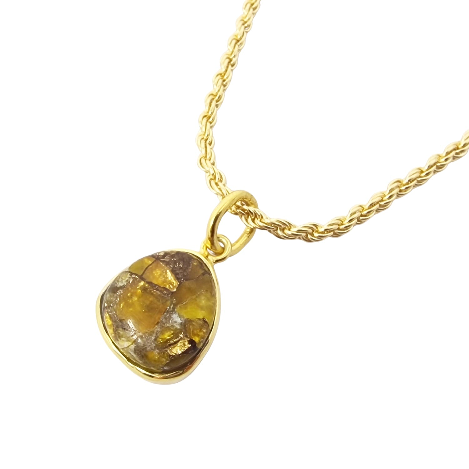 Gold Vermeil Citrine November Birthstone Rope Chain Necklace