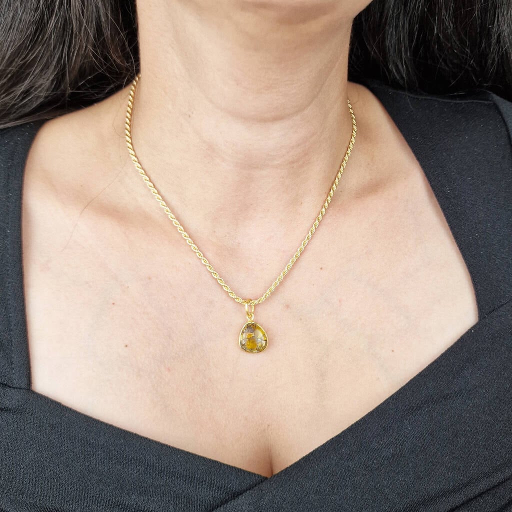 Gold Vermeil Citrine November Birthstone Rope Chain Necklace