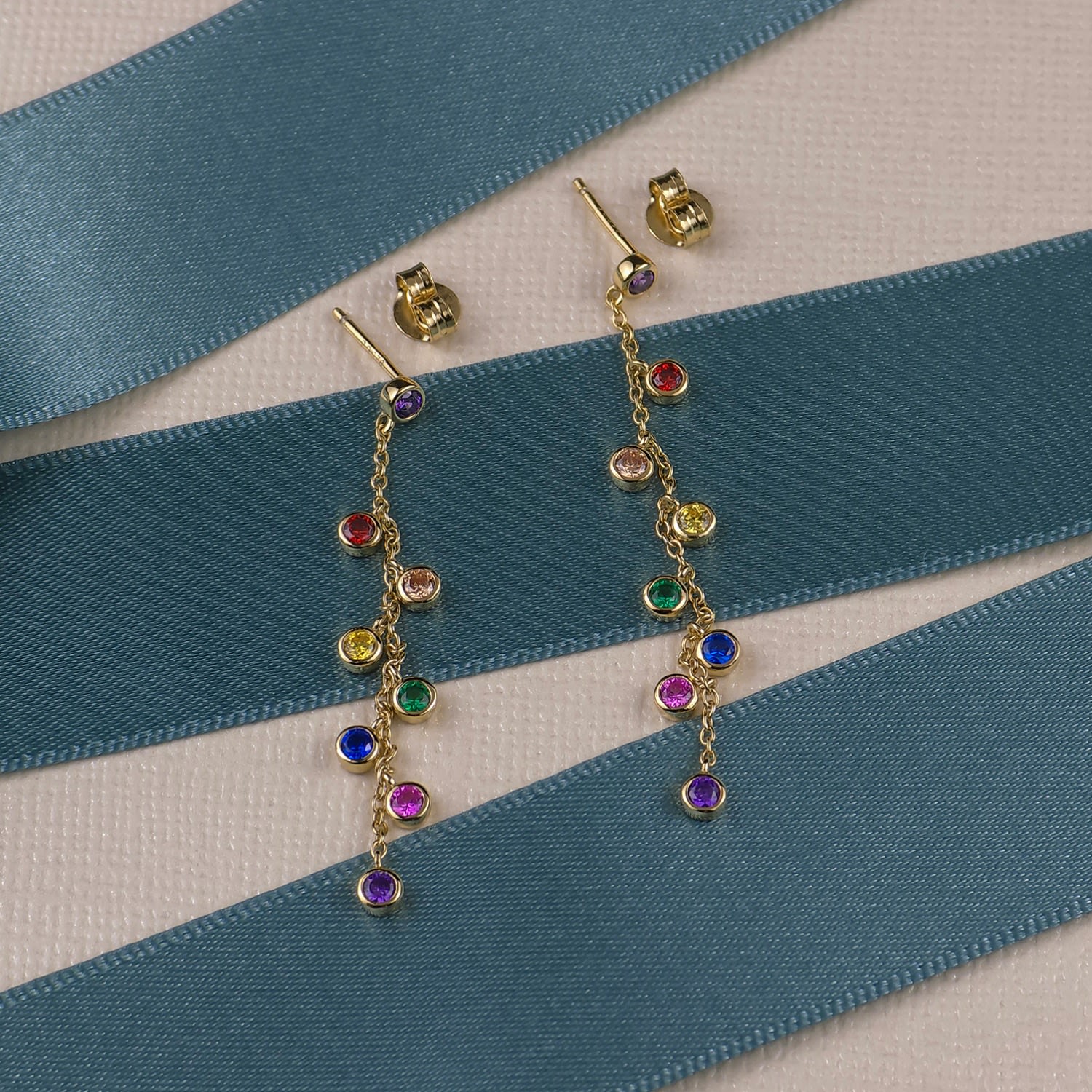 Gold Vermeil Colourful Drop Earrings
