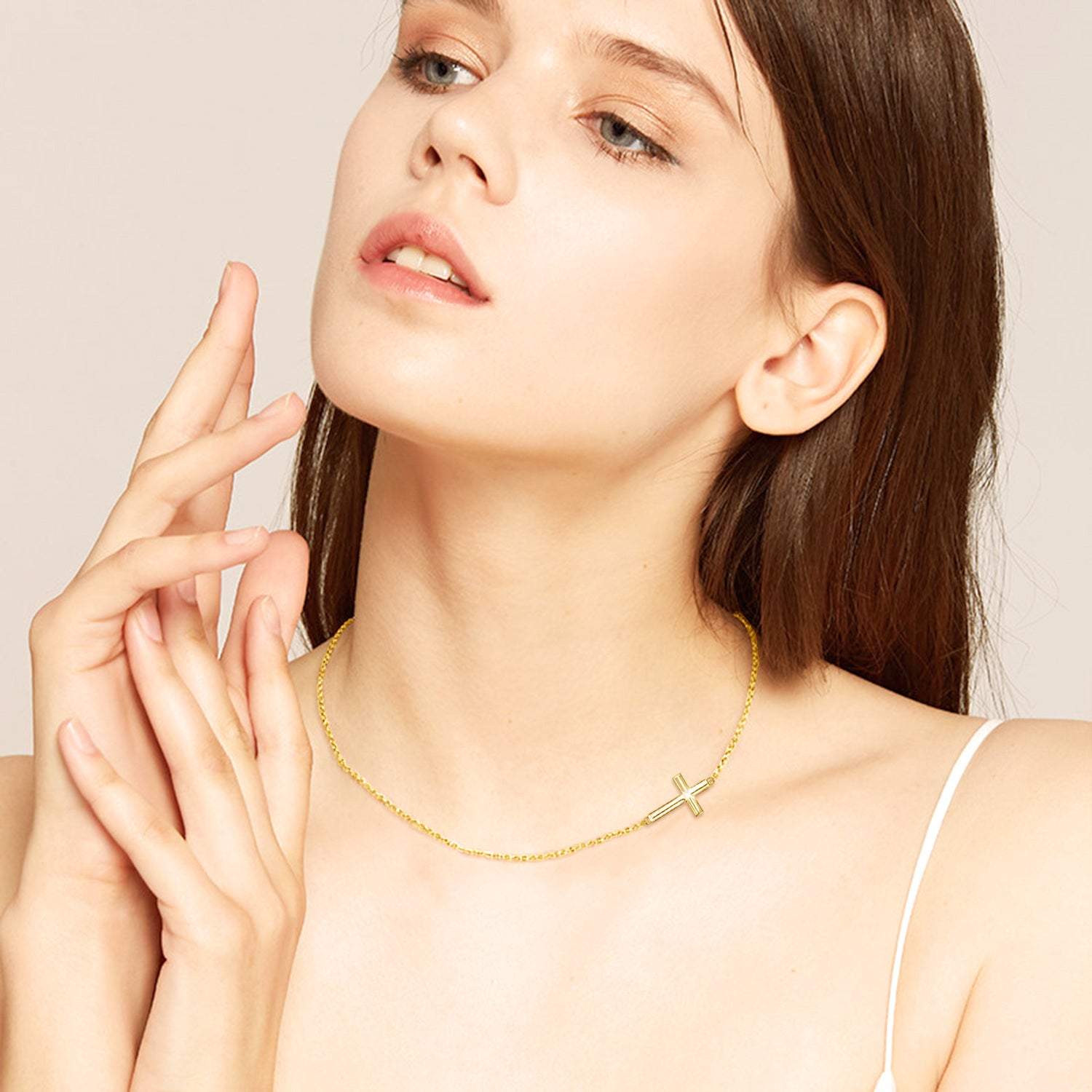 Gold Vermeil Cross Pendant Necklace for Women