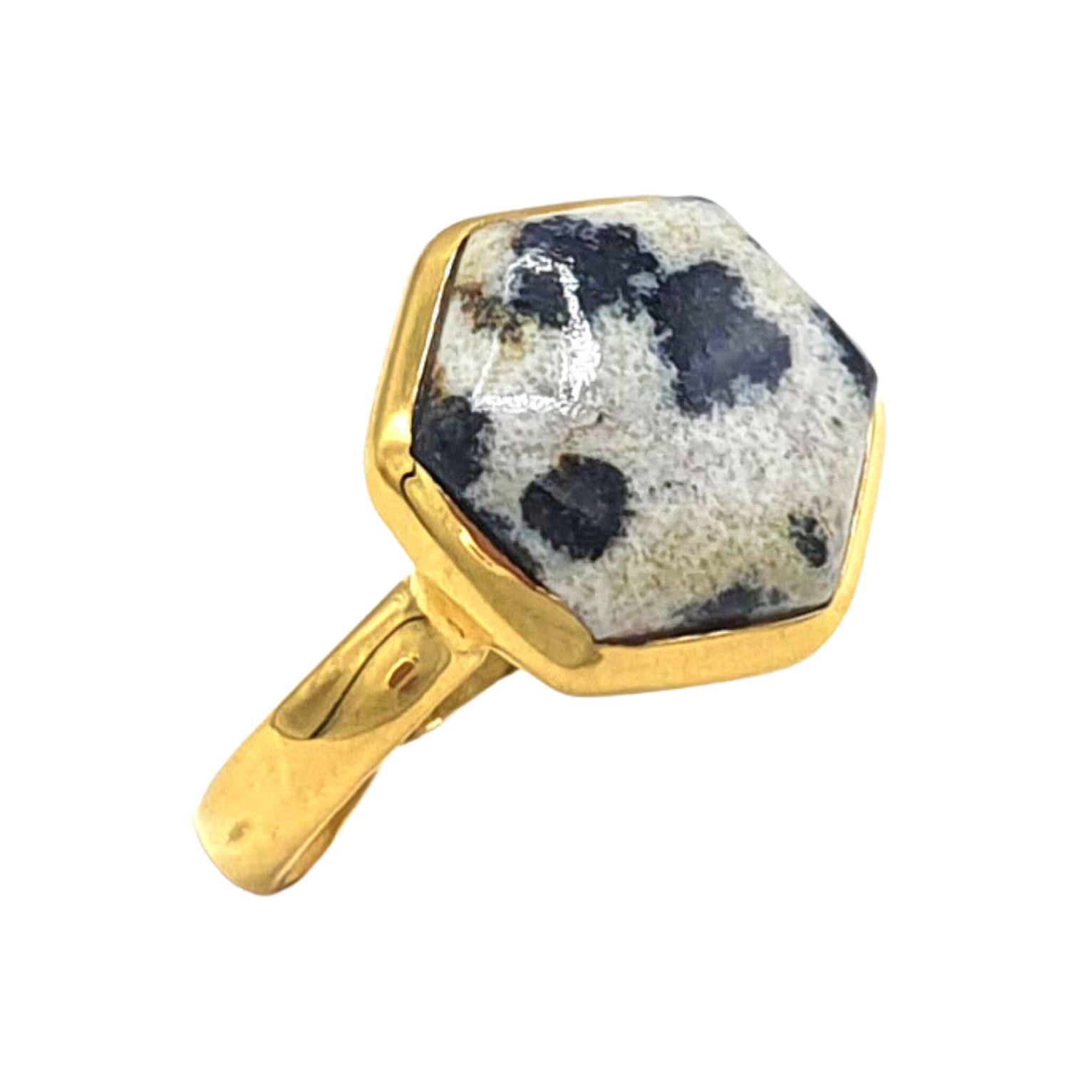 Gold Vermeil Dalmatian Jasper Gemstone Ring