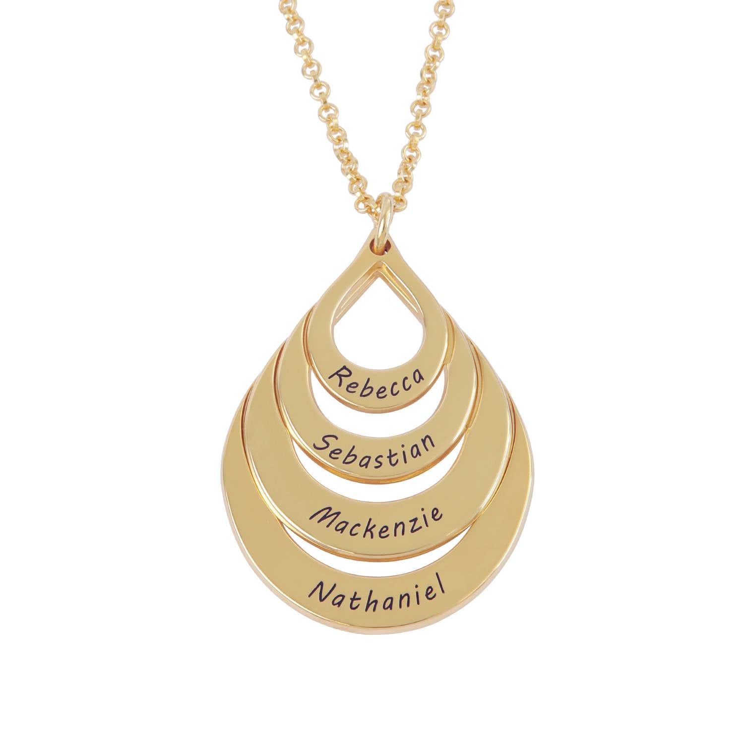 Gold Vermeil Engraved Family Necklace - Four Drops