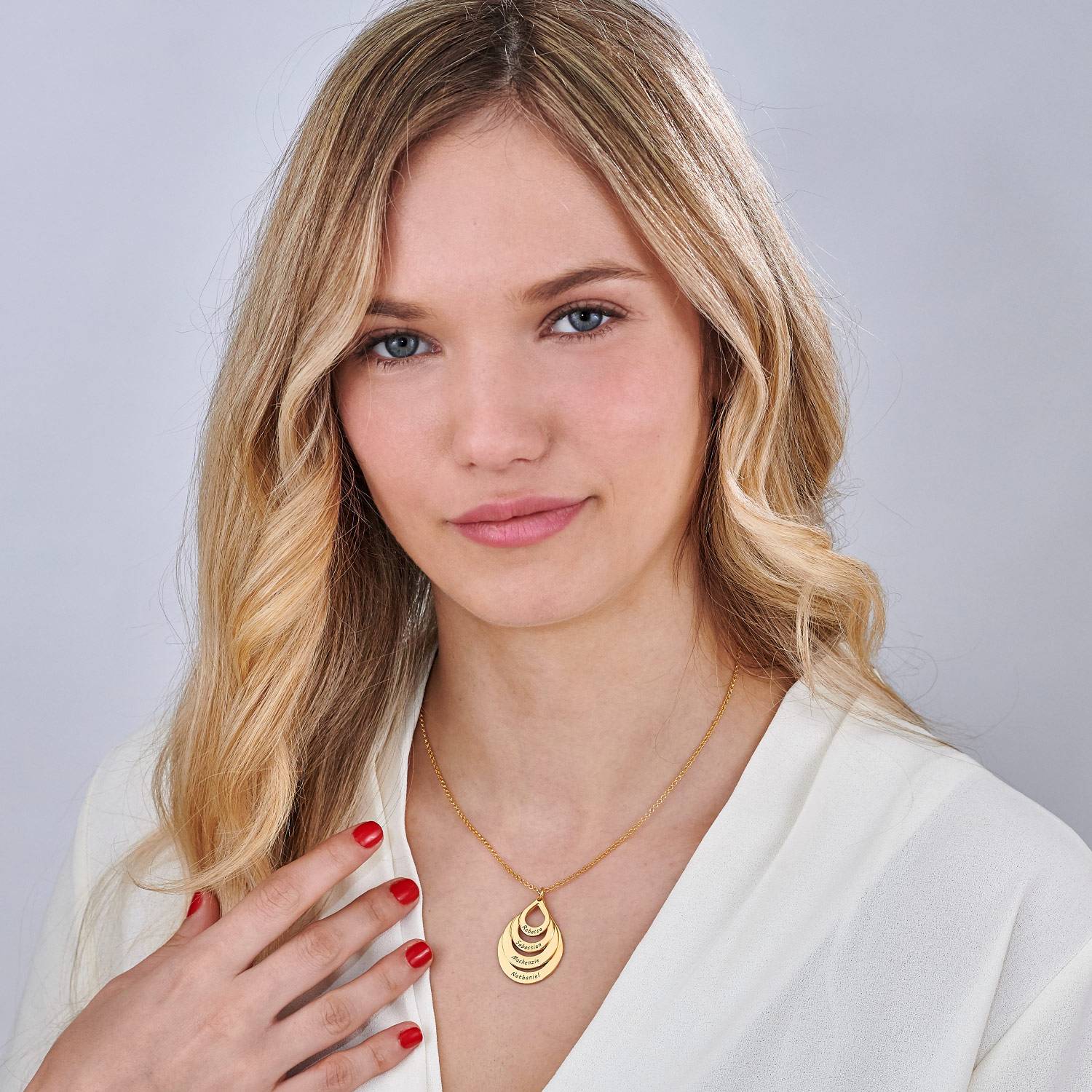 Gold Vermeil Engraved Family Necklace - Four Drops