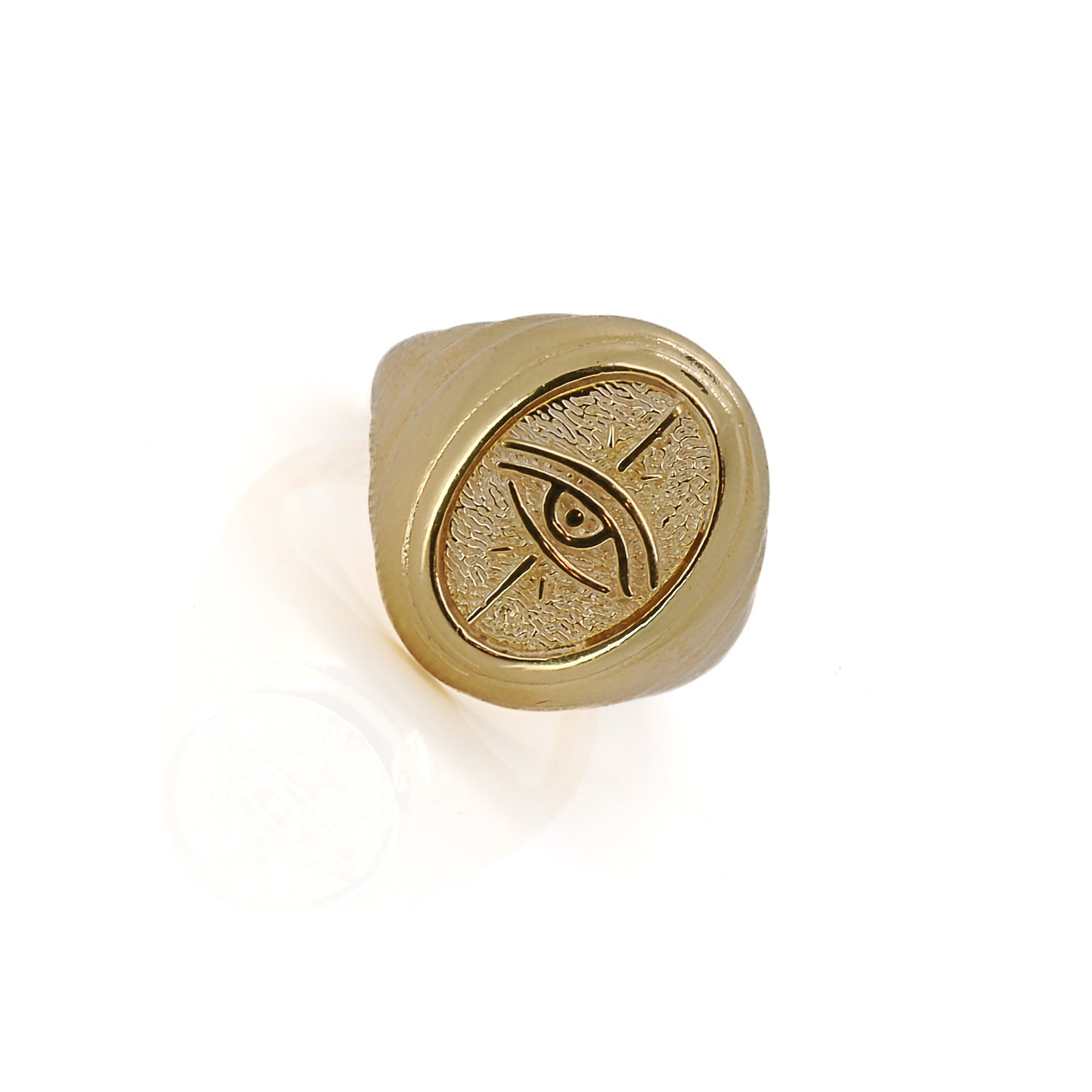 Gold Vermeil Evil Eye Signet Adjustable Ring - Gold