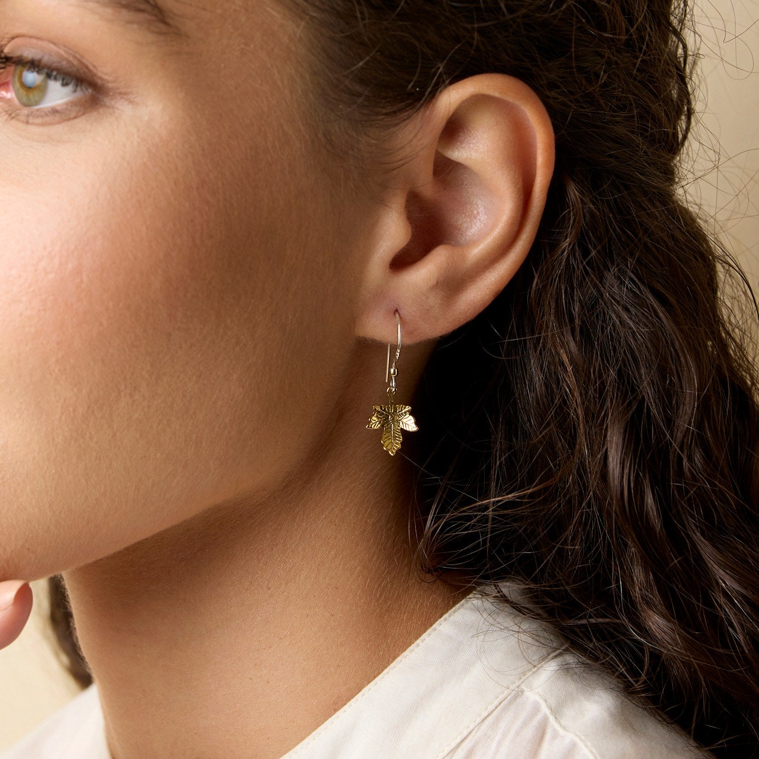 Gold Vermeil Maple Leaf Drop Earrings