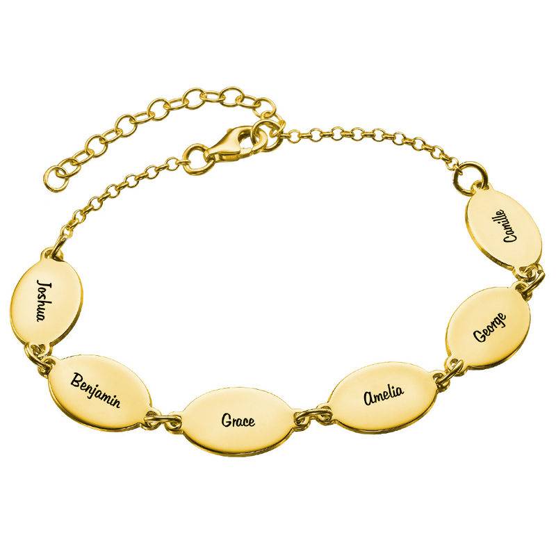 Gold Vermeil Mom Bracelet with Kids Names - Oval Design