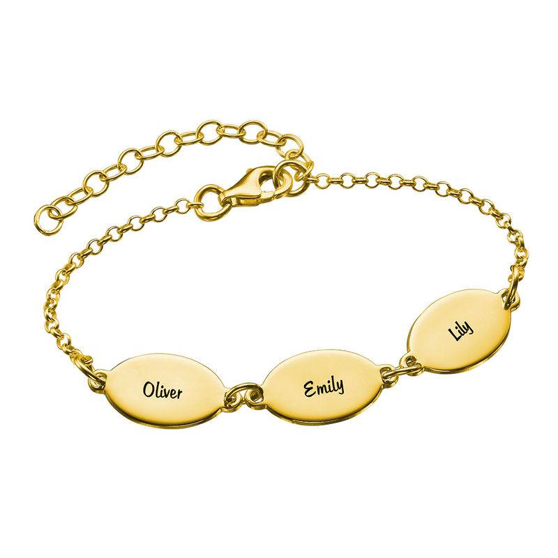 Gold Vermeil Mom Bracelet with Kids Names - Oval Design