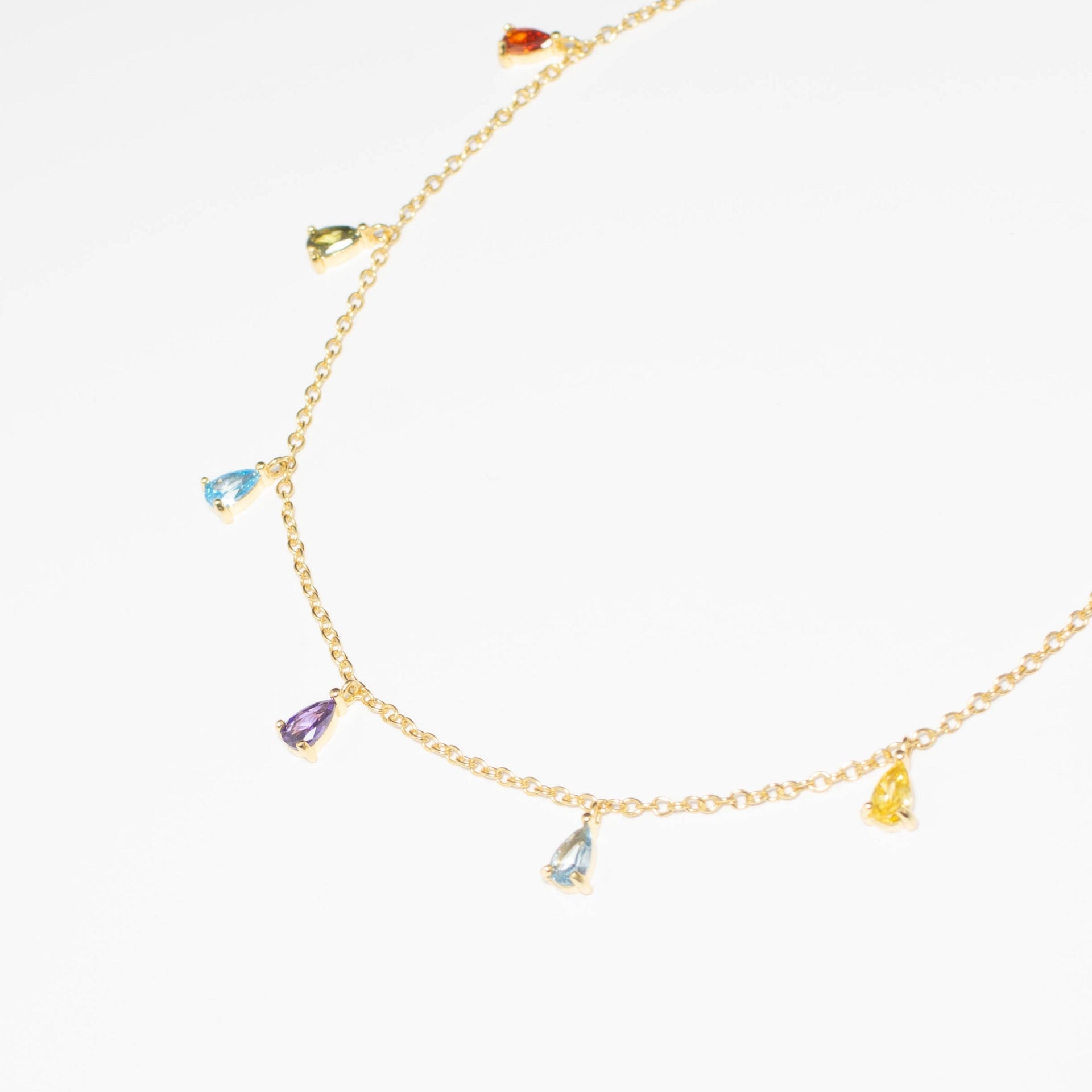 Gold Vermeil Multi Colour Teardrop Necklace
