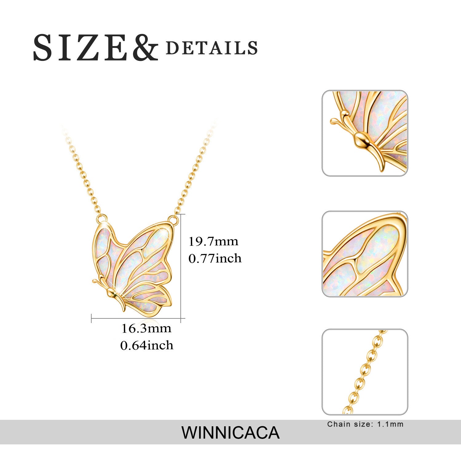 Gold Vermeil Opal Butterfly Necklace for Women