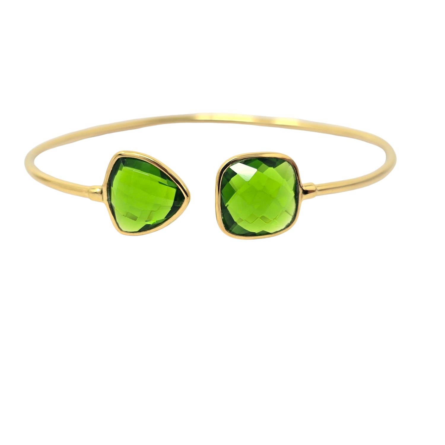 Gold Vermeil Peridot August Birthstone Crystal Bangle Bracelet