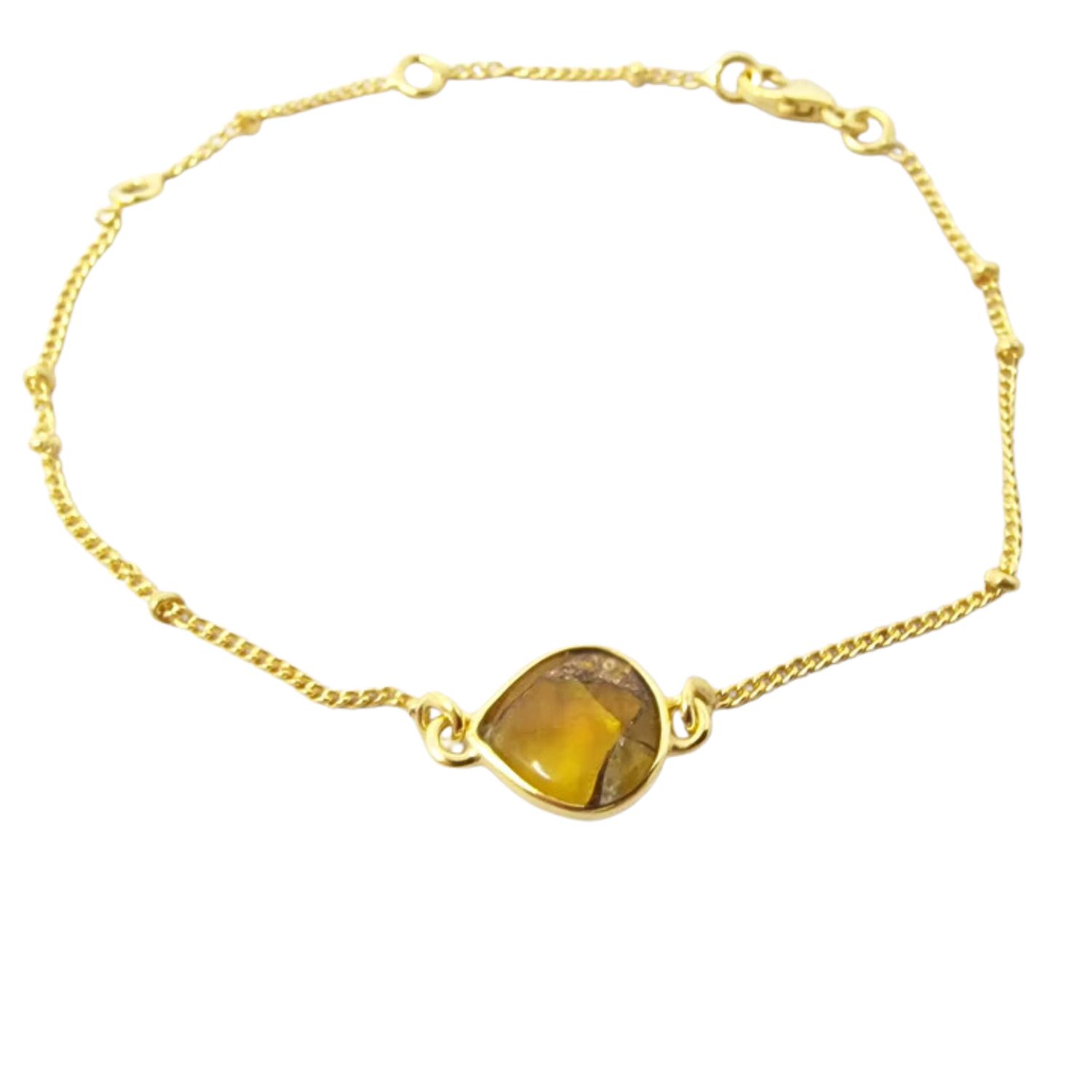 Gold Vermeil Plated Adjustable Citrine November Birthstone Bracelet
