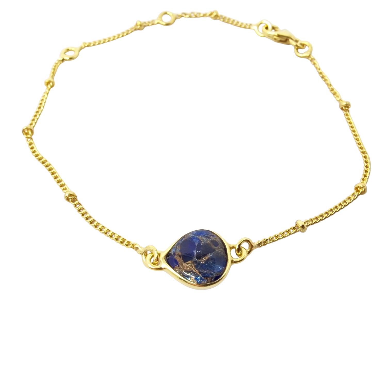 Gold Vermeil Plated Adjustable Sapphire September Birthstone Crystal Bracelet