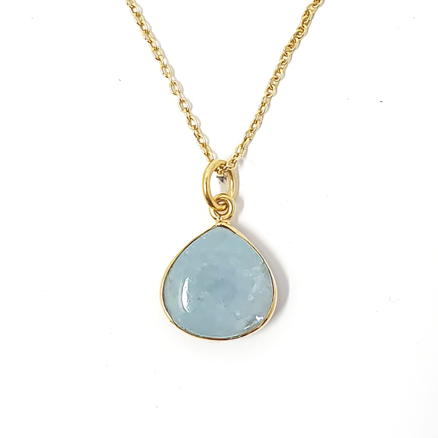 Gold Vermeil Plated Blue Aquamarine March Birthstone Necklace