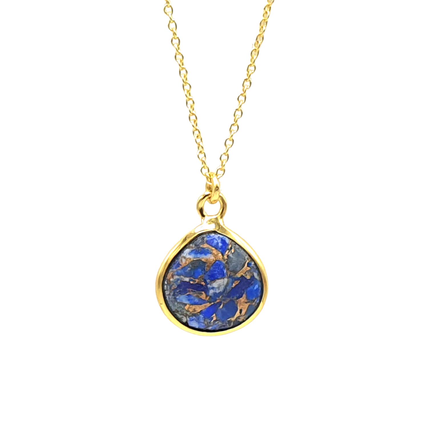 Gold Vermeil Plated Blue Lapis Lazuli September Birthstone Pendant Necklace