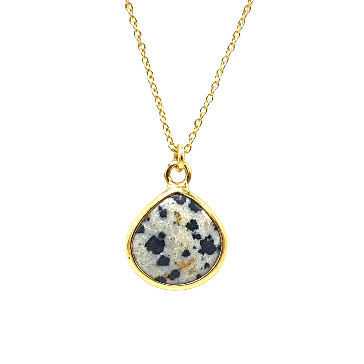 Gold Vermeil Plated Dalmatian Gemstone Crystal Necklace