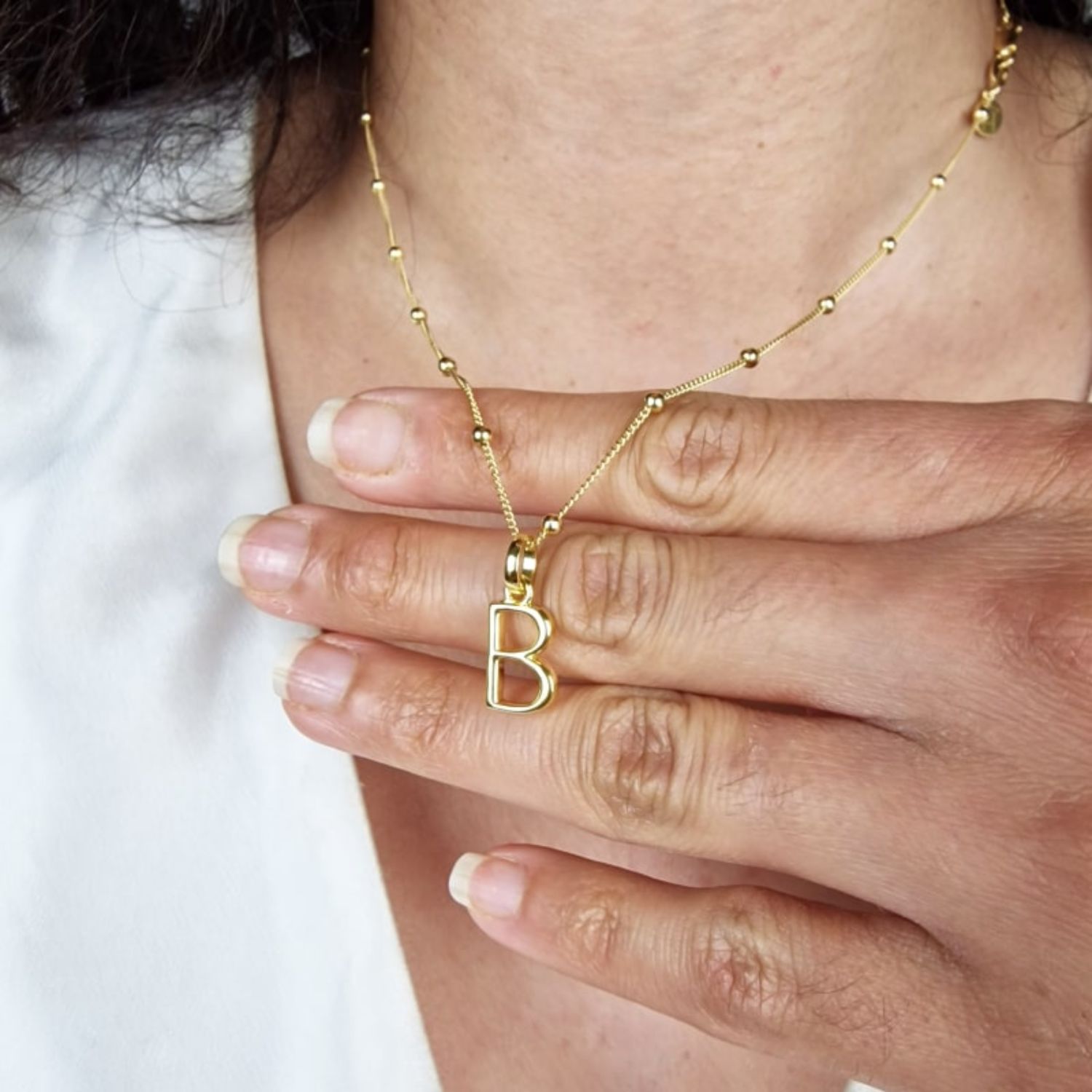 Gold Vermeil Plated Initial Pendant Charm Necklace
