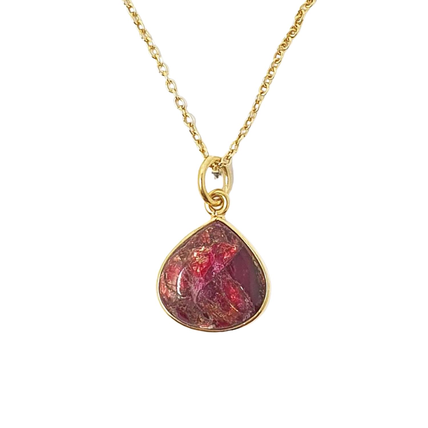 Gold Vermeil Plated Natural Red Garnet January Birthstone Necklace