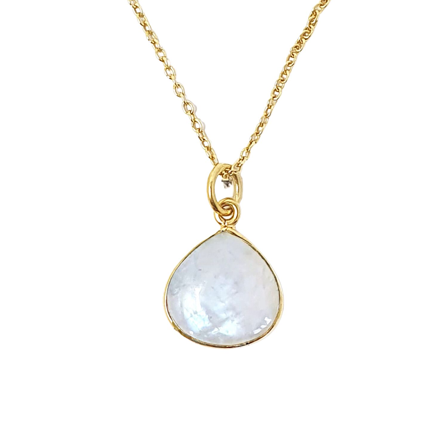 Gold Vermeil Plated Natural White Moonstone June Birthstone Pendant Necklace