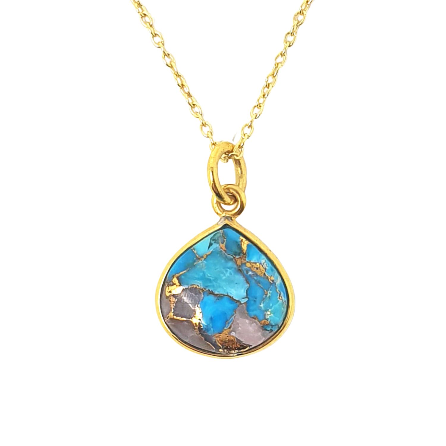 Gold Vermeil Plated Opal & Turquoise Gemstone Crystal Necklace