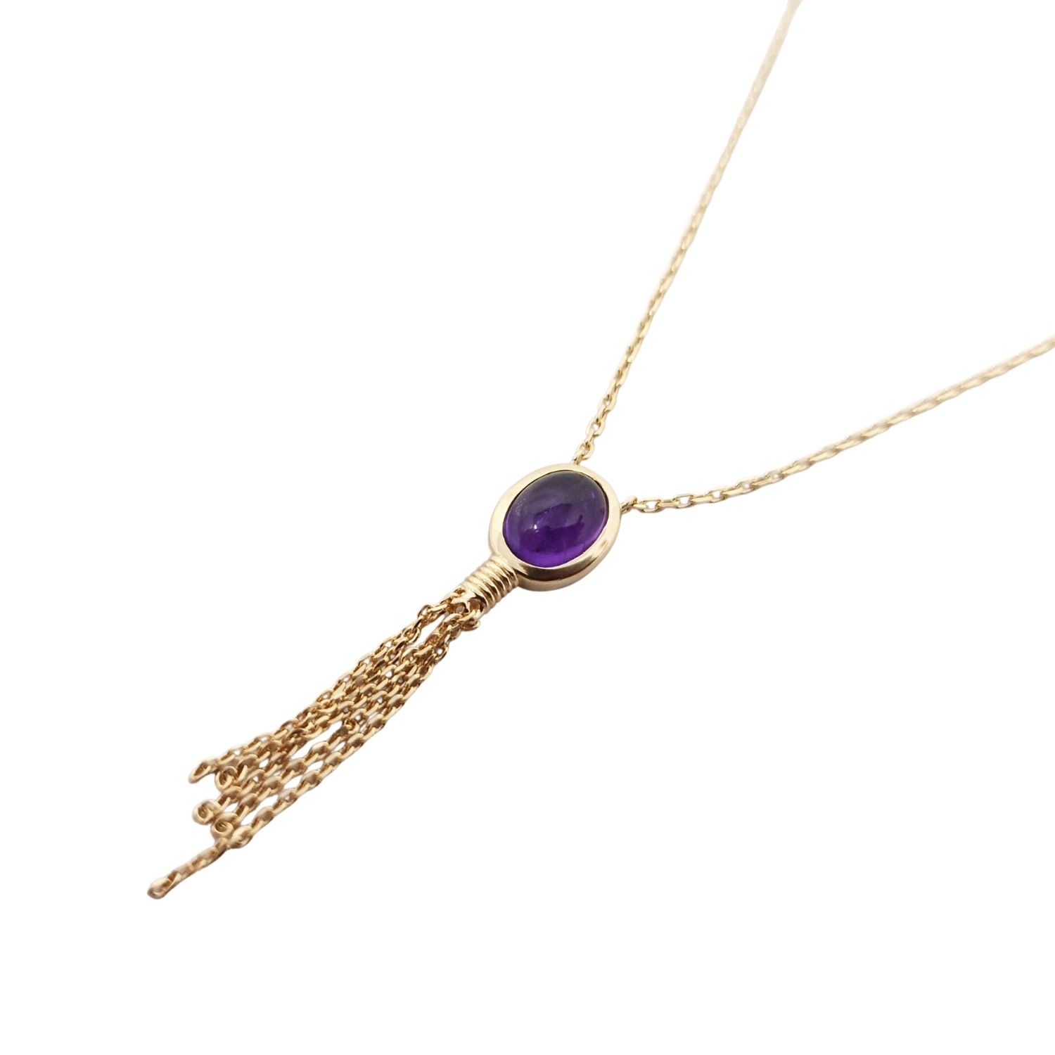 Gold Vermeil Plated Oval Purple Amethyst February Birthstone Necklace