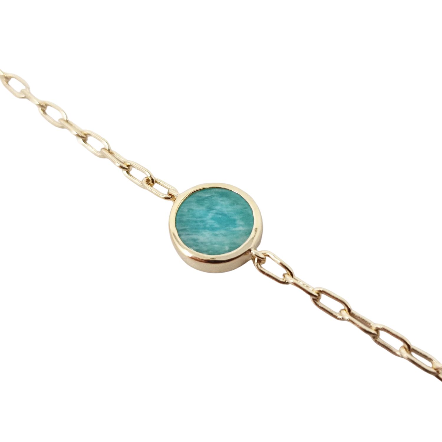 Gold Vermeil Plated Round Amazonite Bracelet